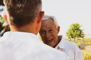 older male couple talking