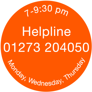 Helpline 01273 204050, 7-9:30pm Monday, Wednesday, Thursday