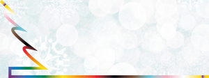Snowy banner with Rainbow Tree outline