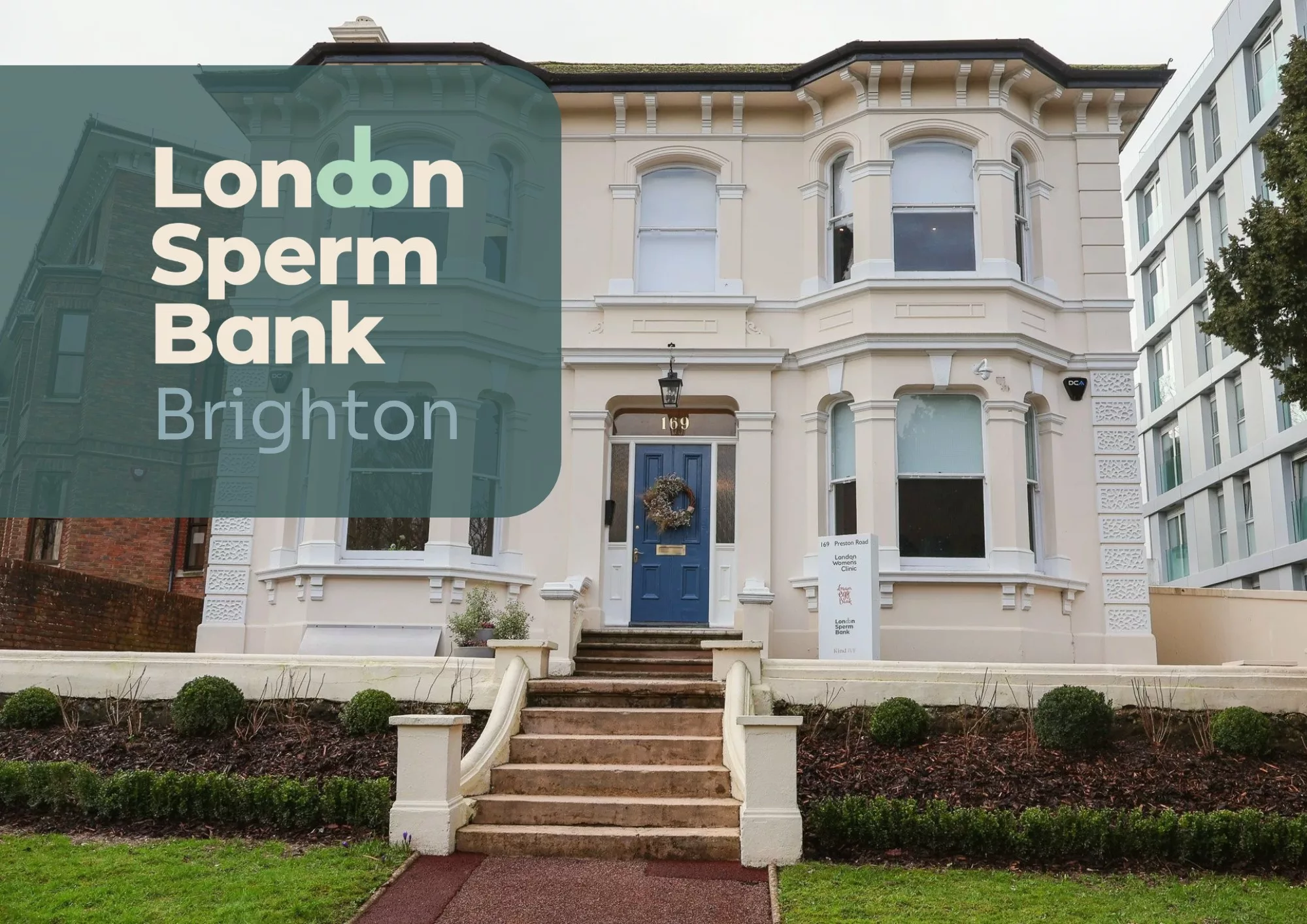 London Sperm Bank Brighton branding over a photograph of its Brighton premises.